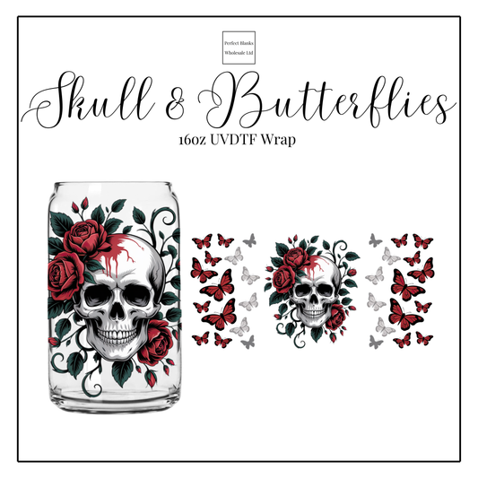 Skull & Butterflies 16oz UVDTF