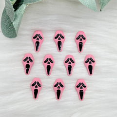 Pink Ghost Head - 10 Pack of Cabochons
