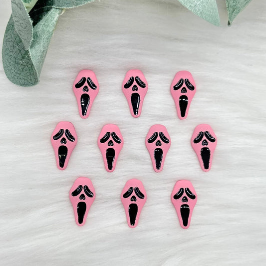 Pink Ghost Head - 10 Pack of Cabochons