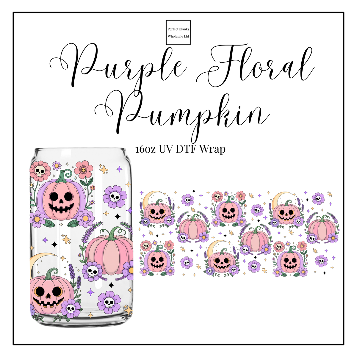 Purple Floral Pumpkins 16oz UVDTF