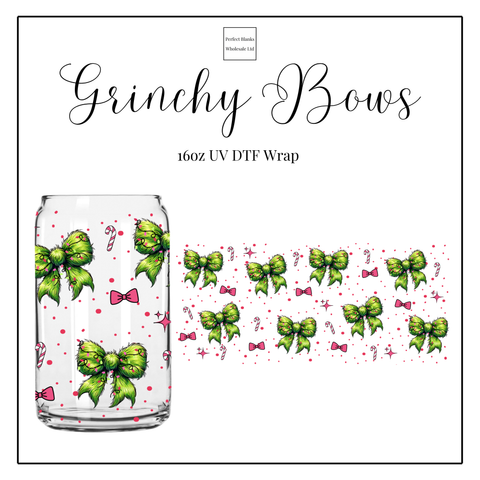 Grinchy Bows 16oz UVDTF