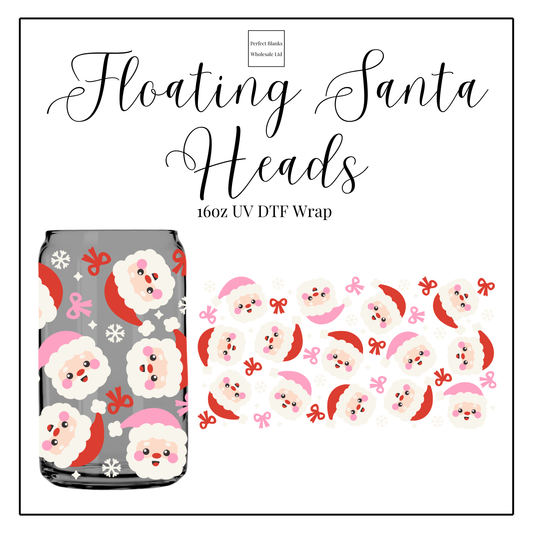 Floating Santa Heads 16oz UVDTF