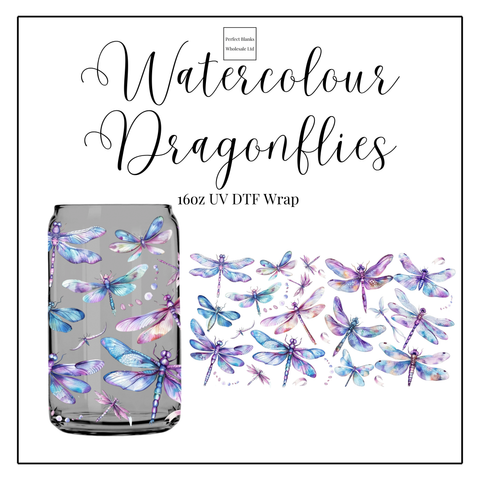 Watercolour Dragonflies 16oz UVDTF