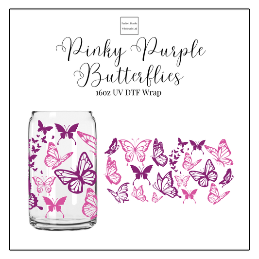 Pinky Purple Butterfly 16oz UV DTF