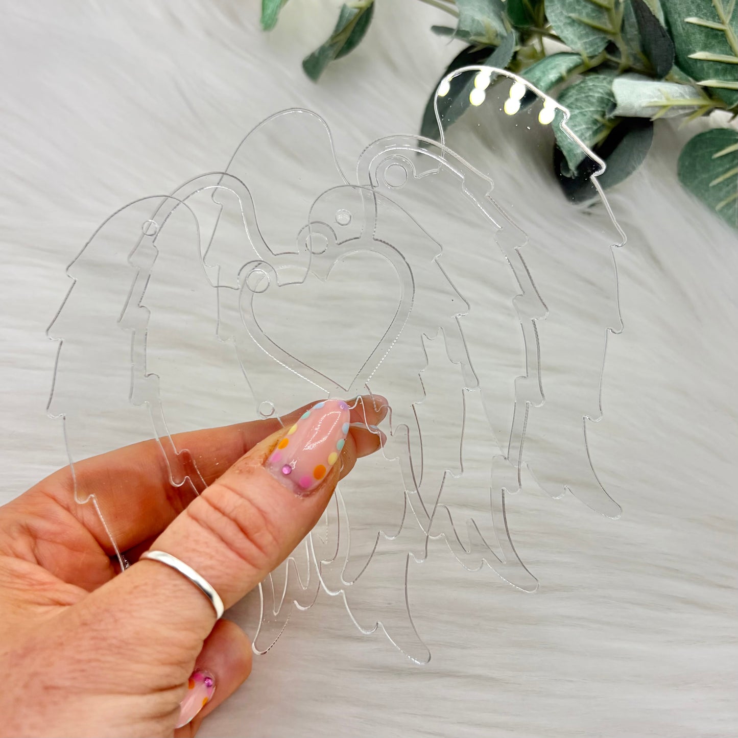Angel Wings Acrylic Snowglobe Christmas Decoration