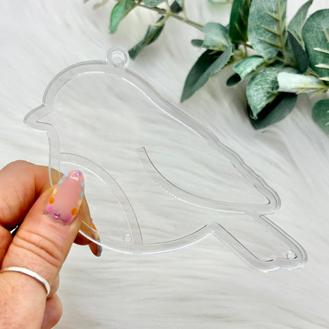 Robin Acrylic Snowglobe Christmas Decoration - Clear