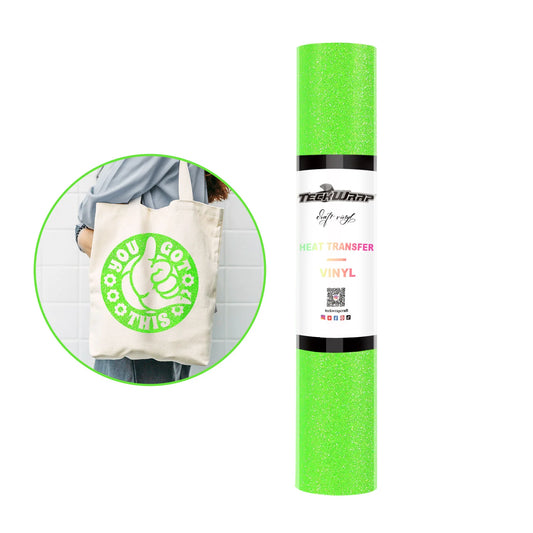 Teckwrap Glitter Neon Green HTV - 5ft