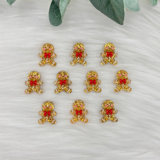 Sparkly Gingerbread Men - 10 Pack of Cabochons