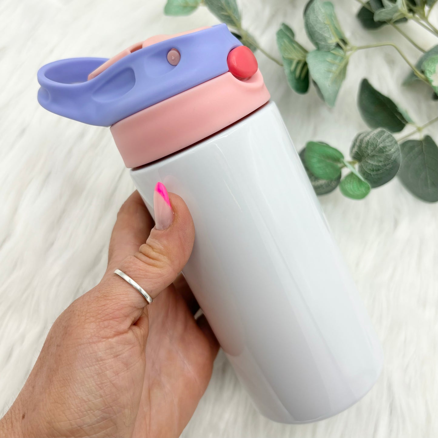 12oz Sublimation Push Button Flip Lid Water Bottle