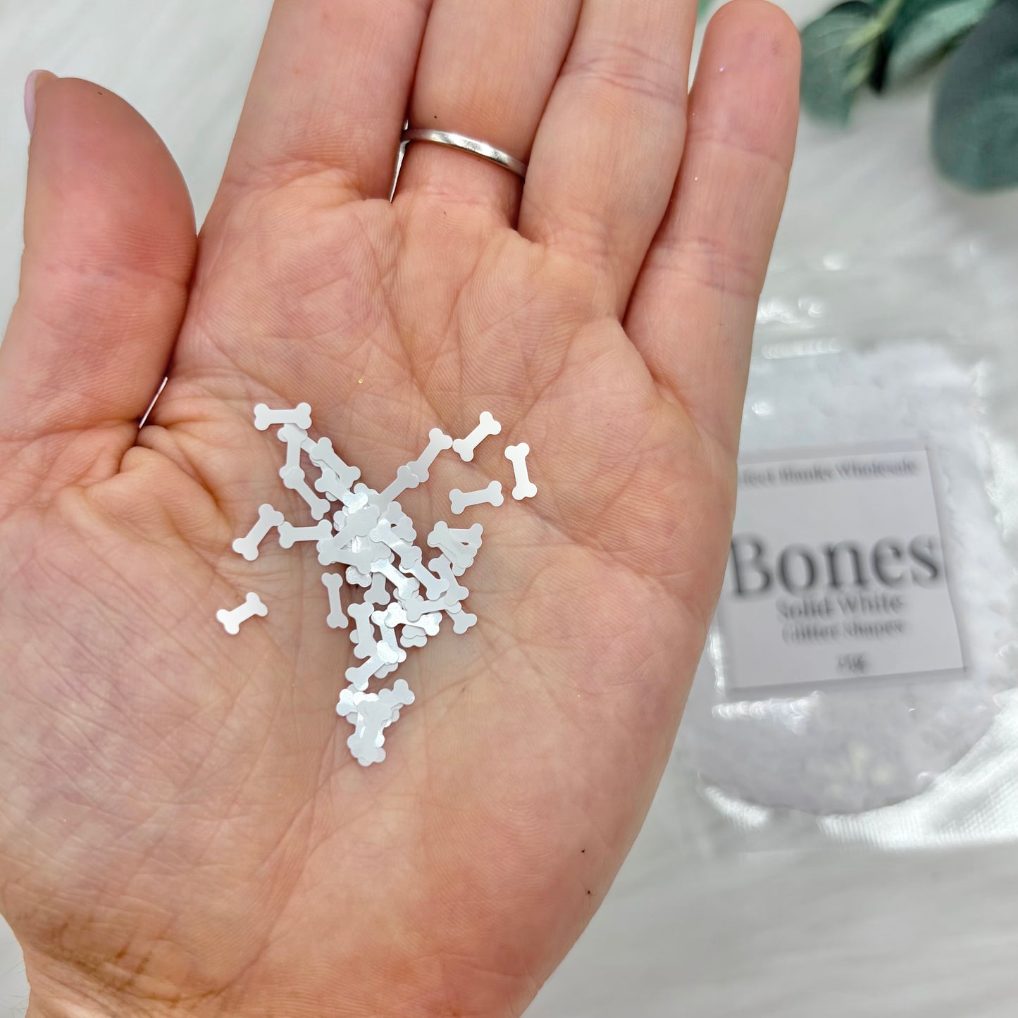 Bones Glitter Shapes - Solid White - 25g