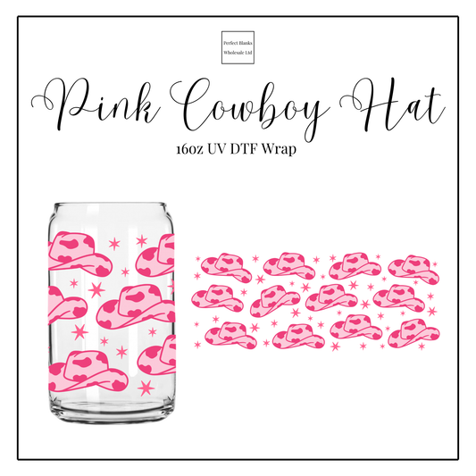 Pink Cowboy Hat 16oz UV DTF