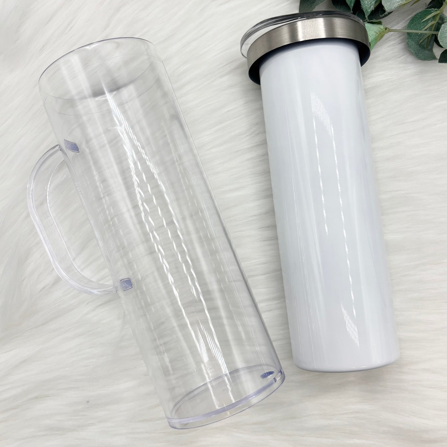 20oz Sublimation Stainless Steel Snowglobe Tumbler With Handle