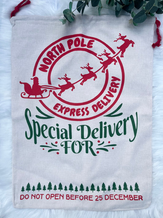 North Pole Express Delivery Style Christmas Sack