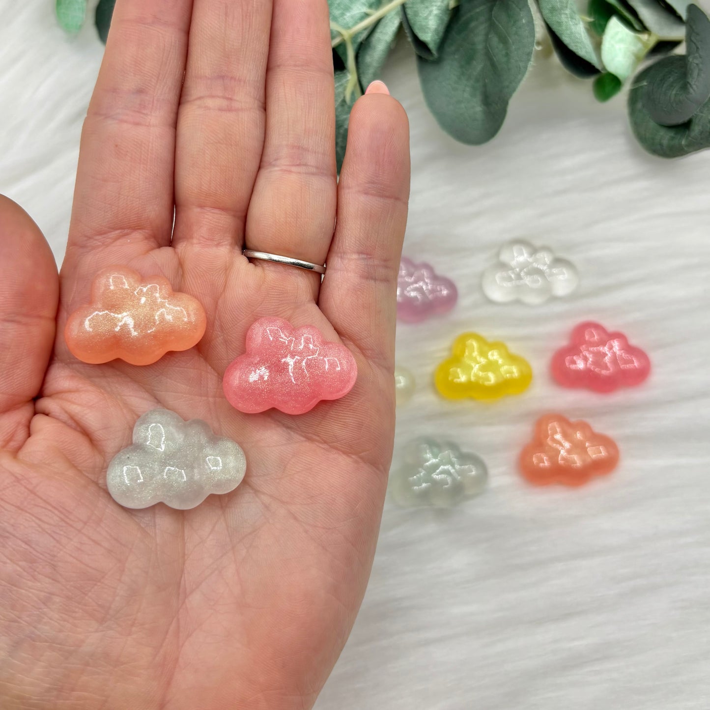 Shimmery Clouds - Pack of 10 Cabochons