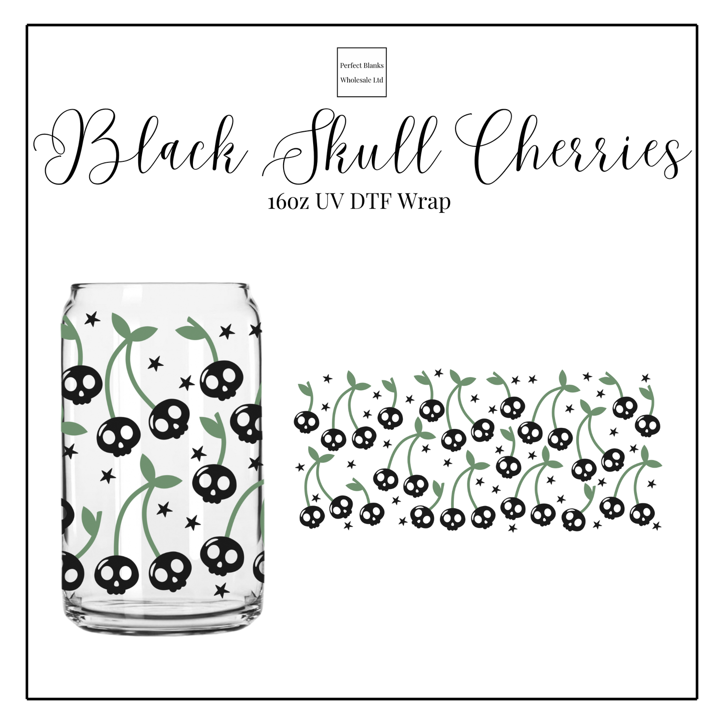 Black Skull Cherries 16oz UV DTF