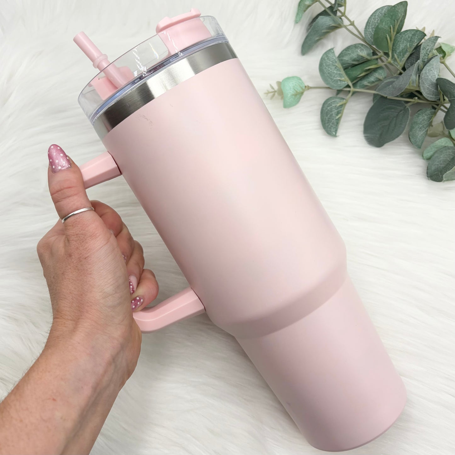 40oz Handled Tumbler With Matching Straw