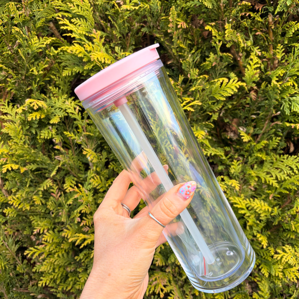 Flip Lid 20oz Double Walled Pre Drilled Tumbler