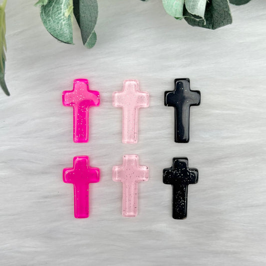 Sparkly Crosses - Pack of 6 Cabochons