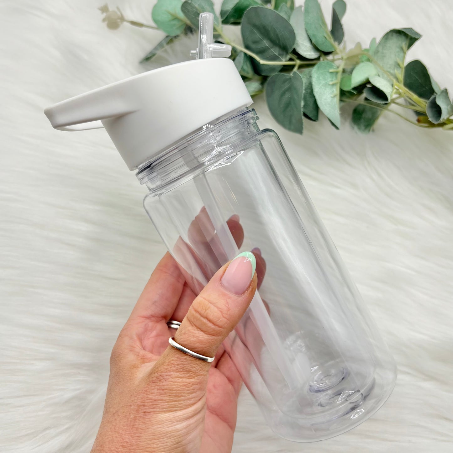 10oz Double Walled Flip Lid Plastic Water Bottle