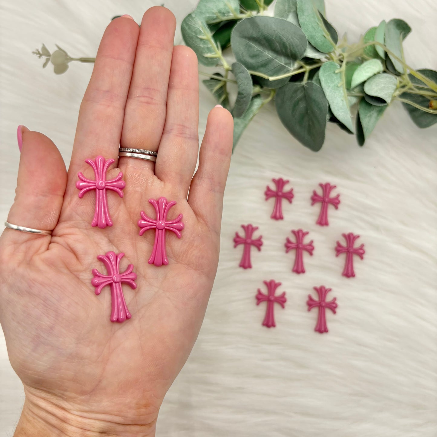 Pink Cross Cabochon - 10 Pack of Cabochons