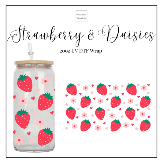 Strawberry & Daisies 20oz UV DTF