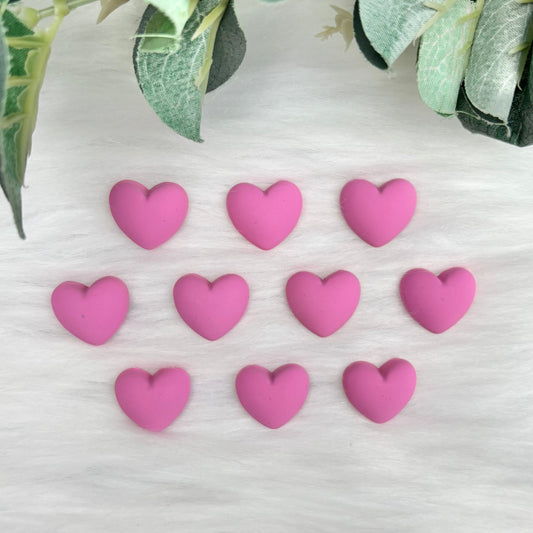 Matte Blush Pink Hearts - Pack of 10 Cabochons