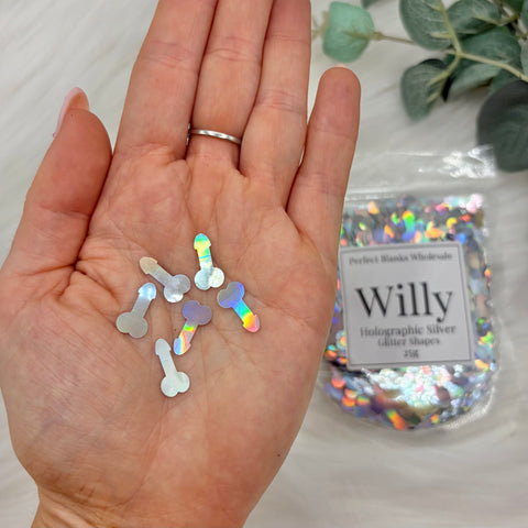 Willy Glitter Shapes - Holographic Silver - 25g