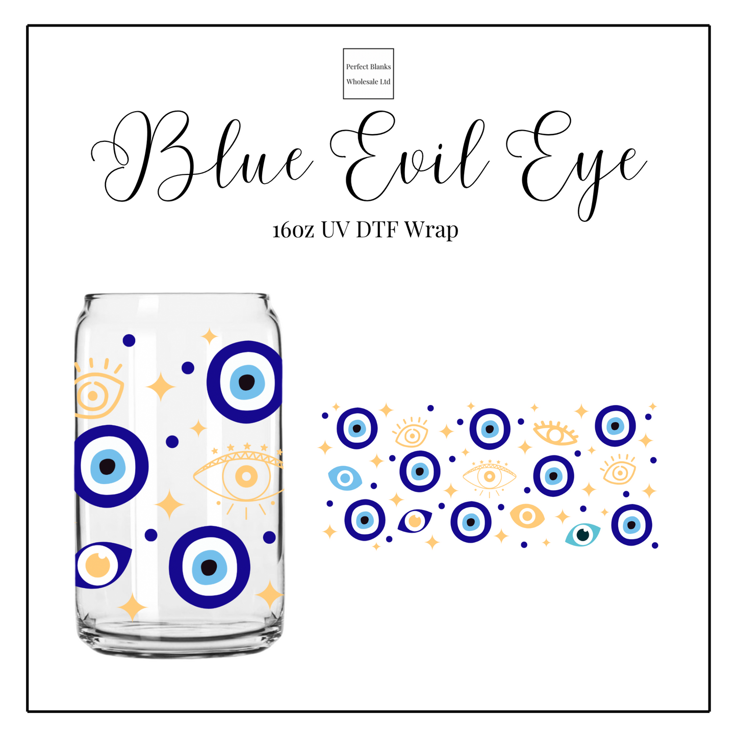 Blue Evil Eye 16oz UV DTF