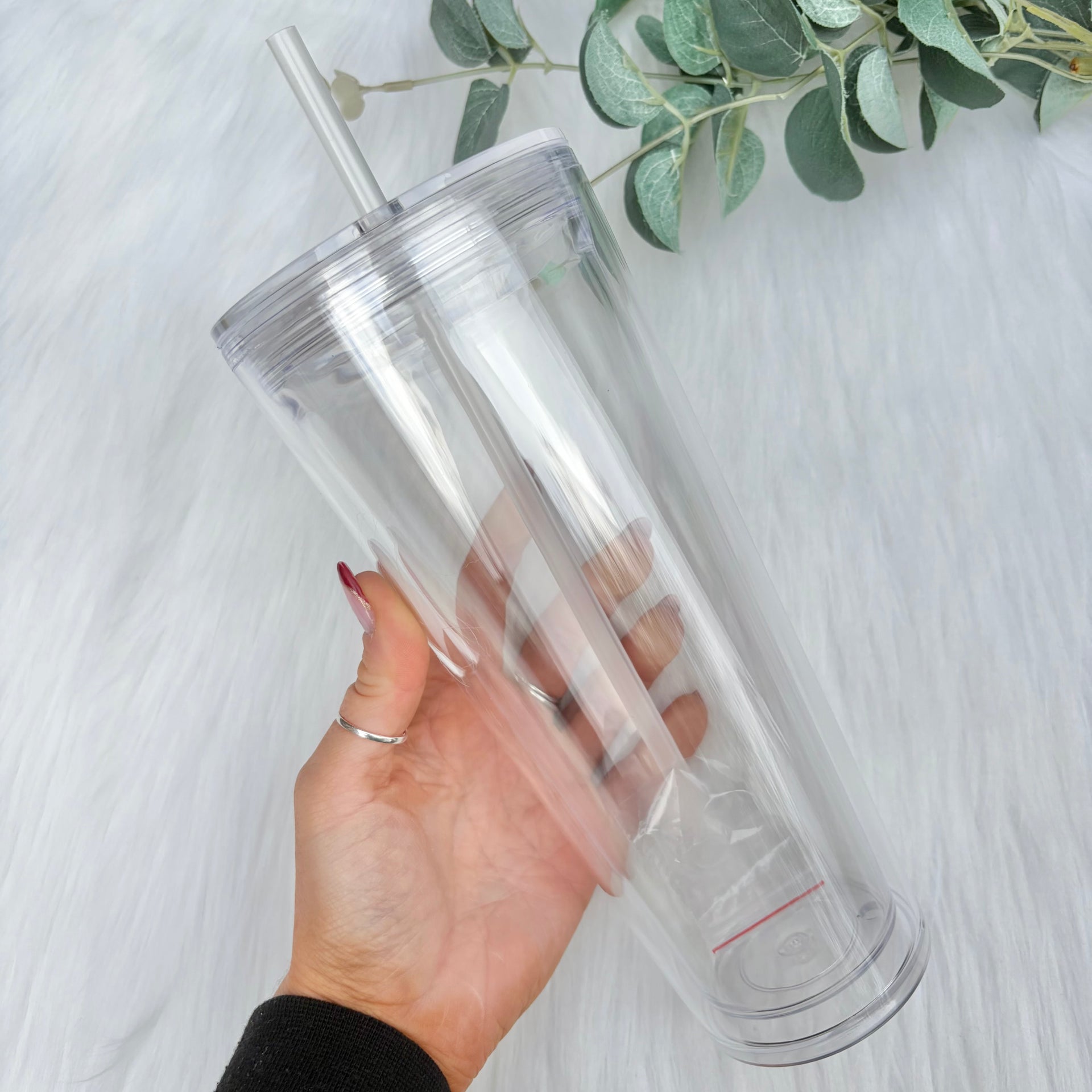 sweet grain Snow Globe Tumblers (4 Pack) - 24oz Glow in the Dark Dubbelwandige acryl bekers met voorgeboord gat, deksels, rietjes en gatstop, lichtgevende sneeuwbol beker - doorzichtig deksel