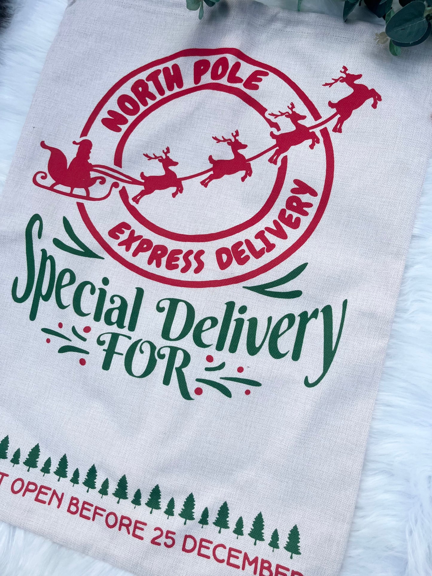 North Pole Express Delivery Style Christmas Sack