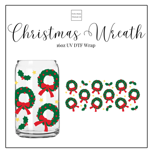 Christmas Wreath 16oz UV DTF