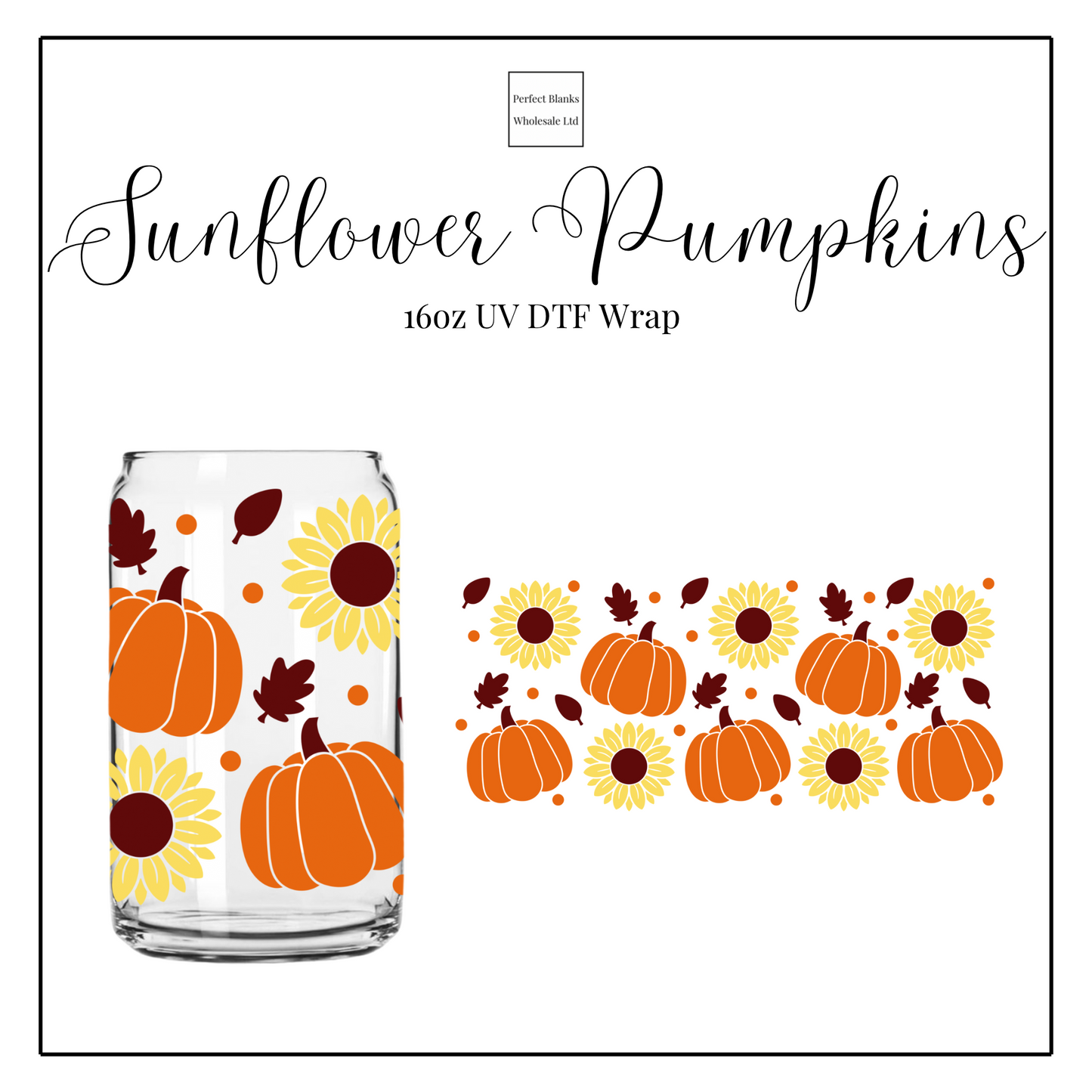 Sunflower Pumpkins 16oz UV DTF