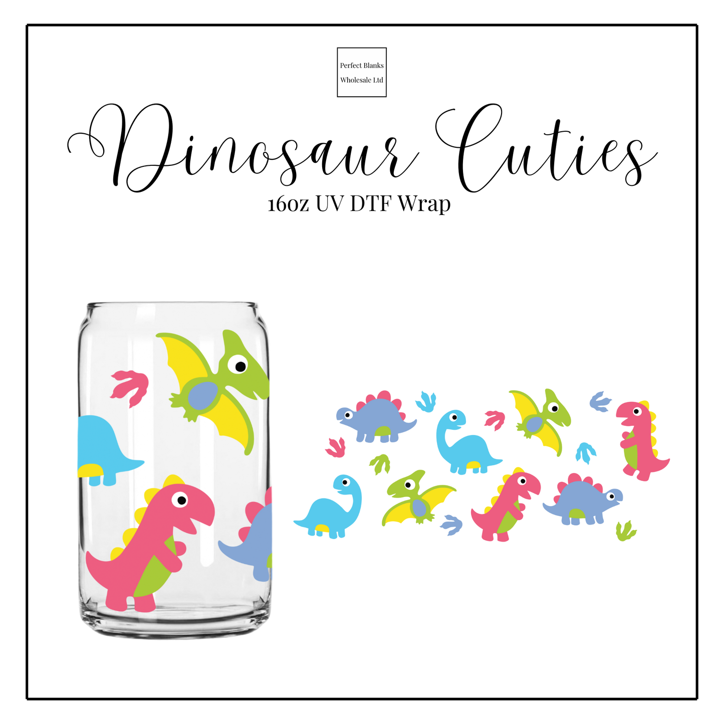 Dinosaur Cuties 16oz UV DTF