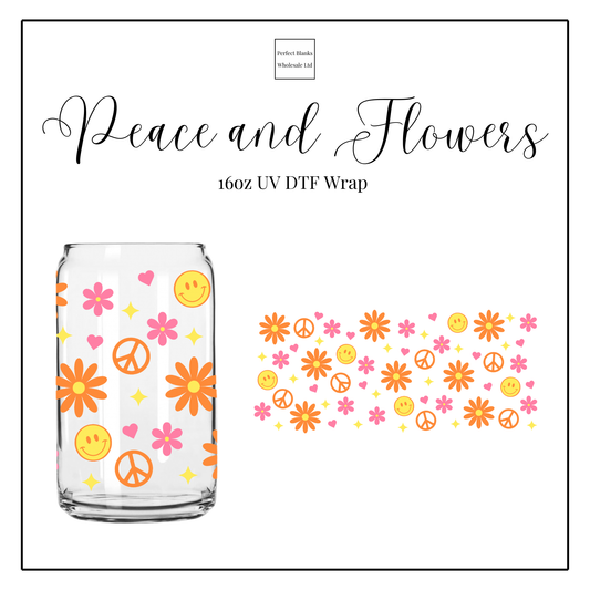 Peace and Flowers 16oz UV DTF