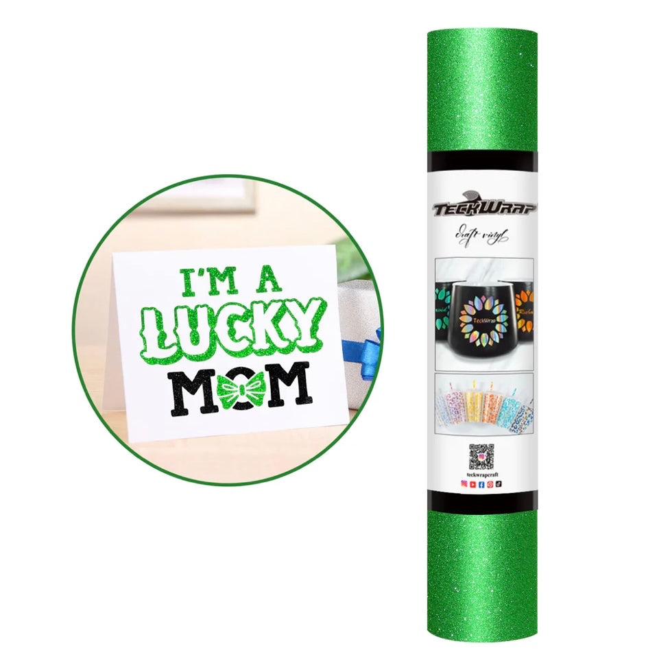 Teckwrap Kelly Green Glitter Adhesive Craft Vinyl - 5ft