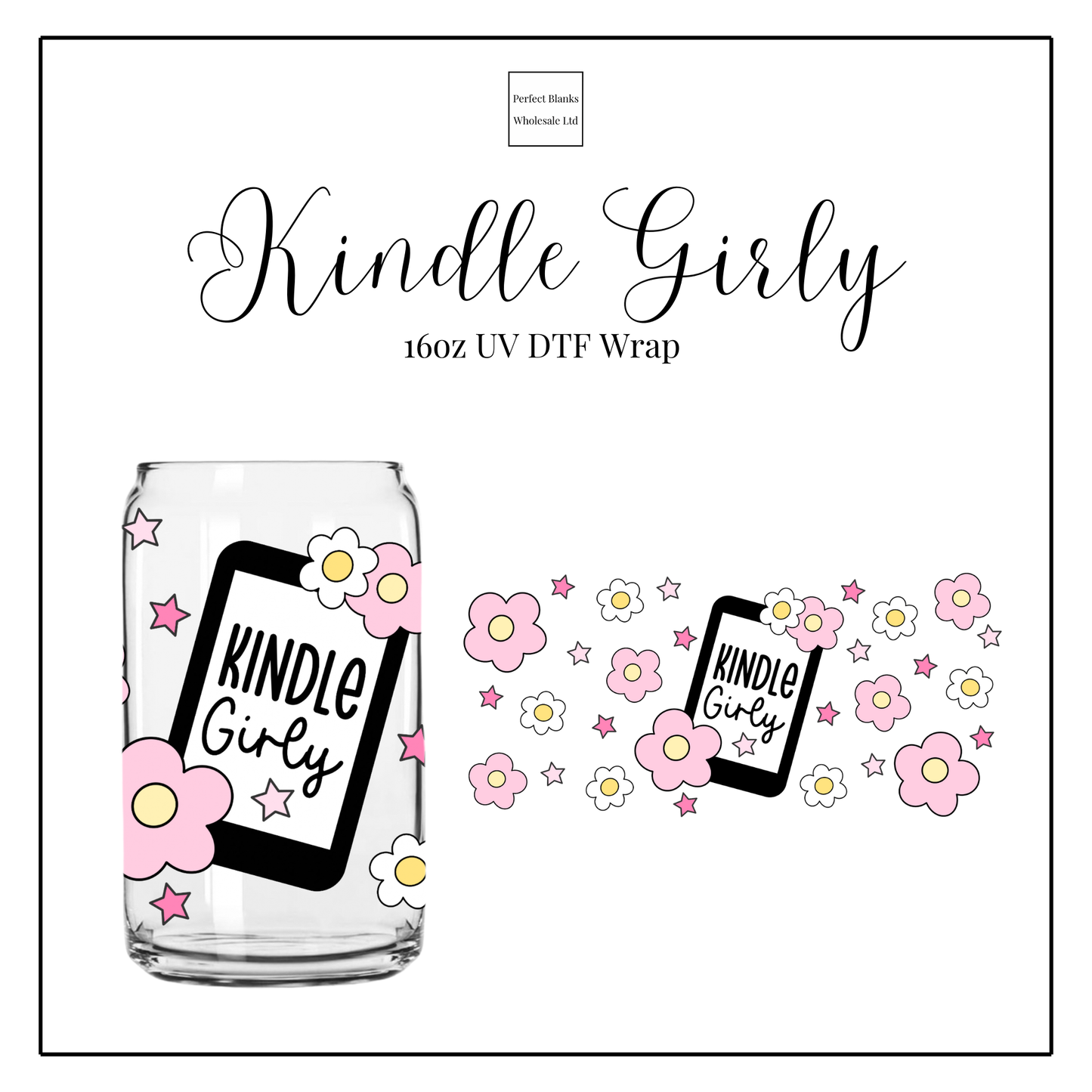 Kindle Girly 16oz UV DTF