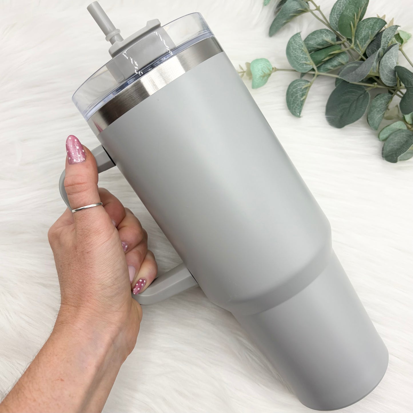 40oz Handled Tumbler With Matching Straw