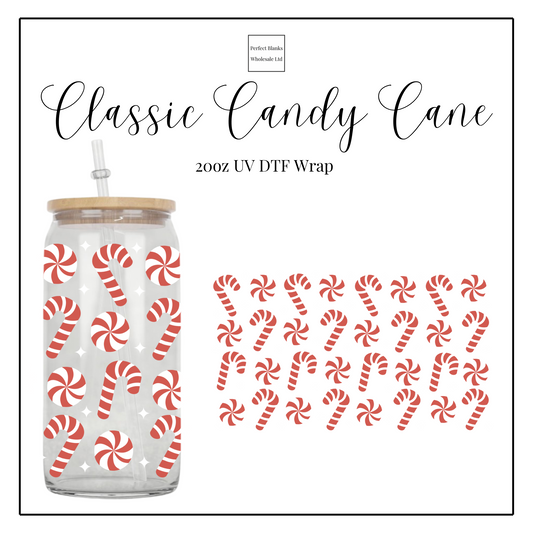 Classic Candy Cane 20oz UV DTF