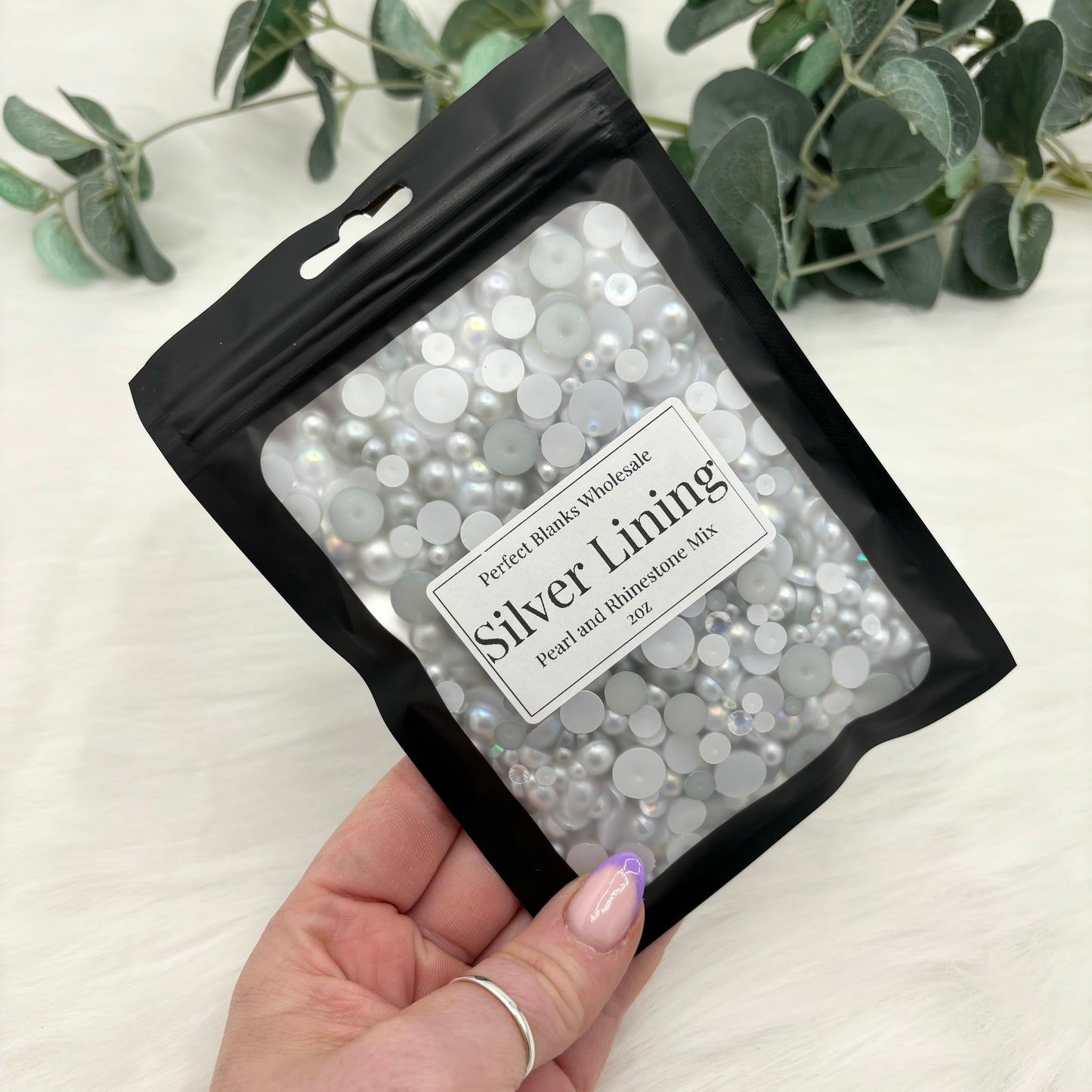 Silver Lining - Pearl and Rhinestone mix