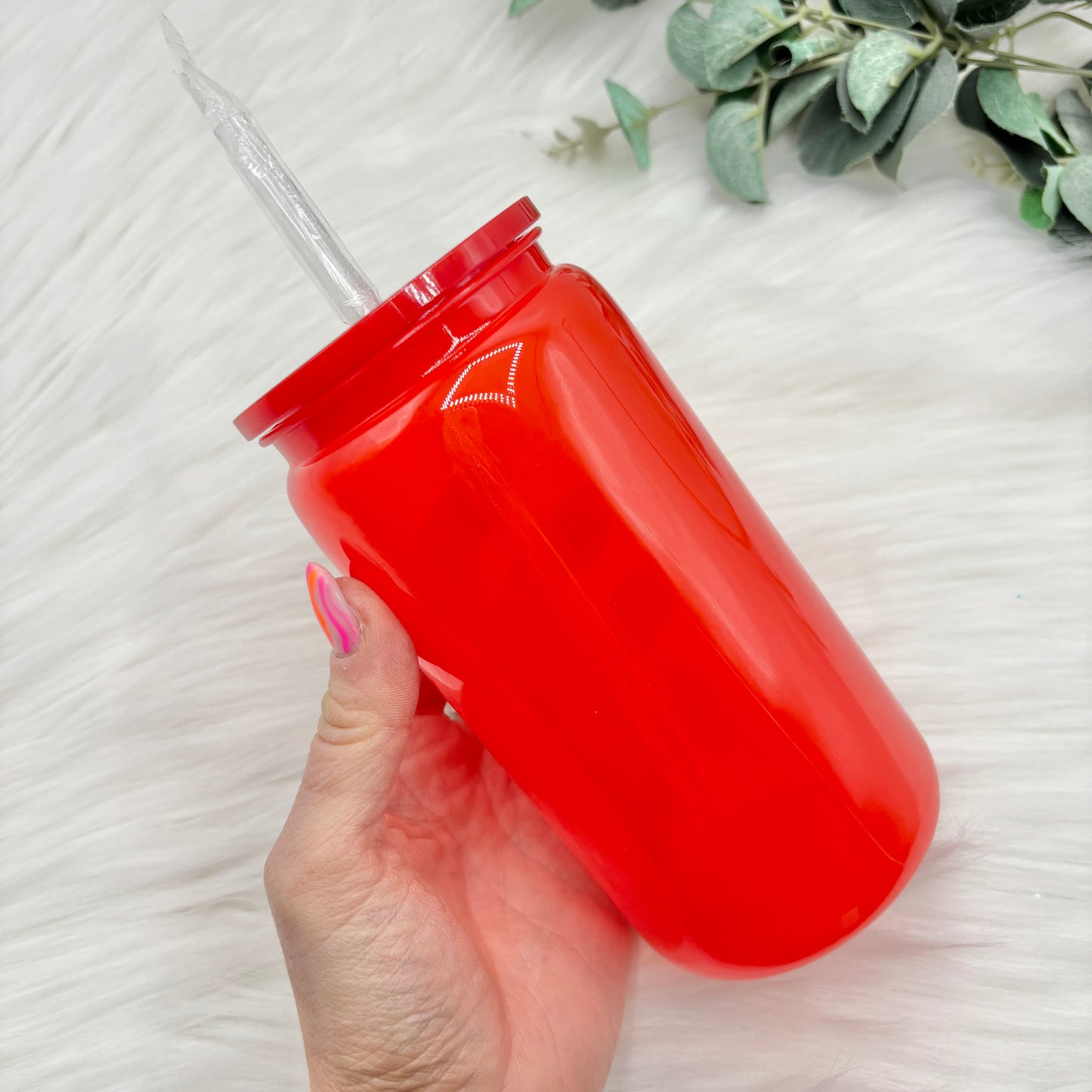 16oz Plastic Libby Can - Solid Red