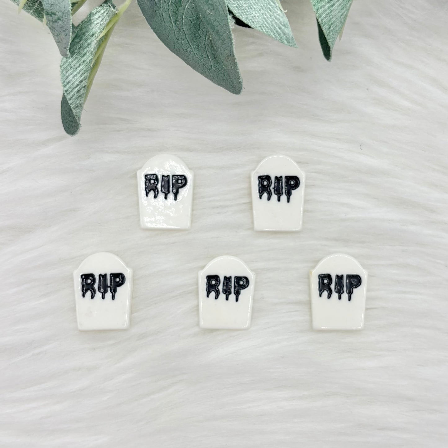 White RIP Tombstone - 5 Pack of Cabochons