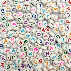 White Colour Alphabet Letter Beads - 1oz Bag (approx 200 beads)