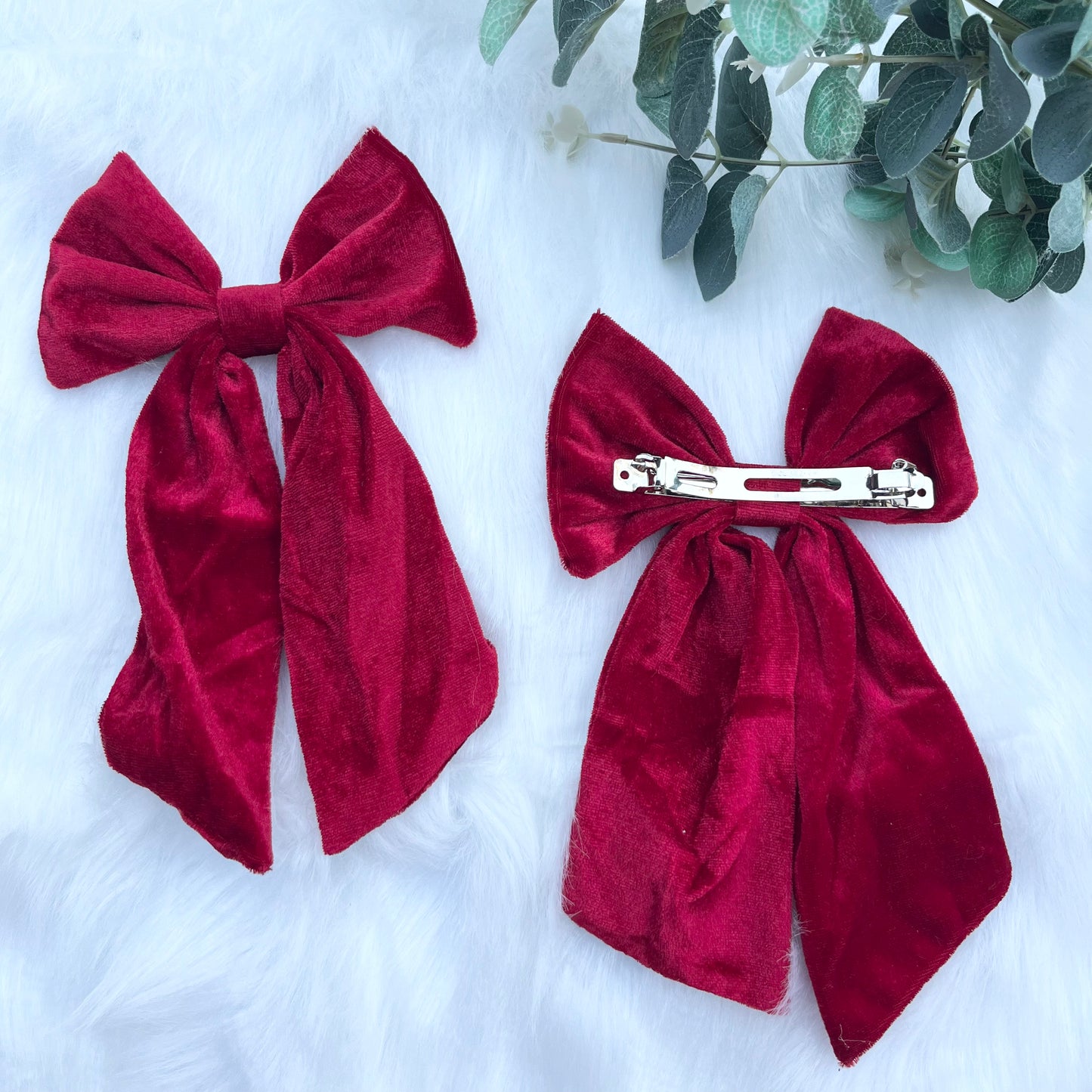 Red Velvet Bow Hair Clip