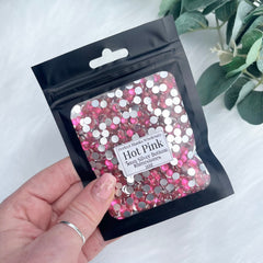 Hot Pink Silver Bottom Rhinestones - 5mm