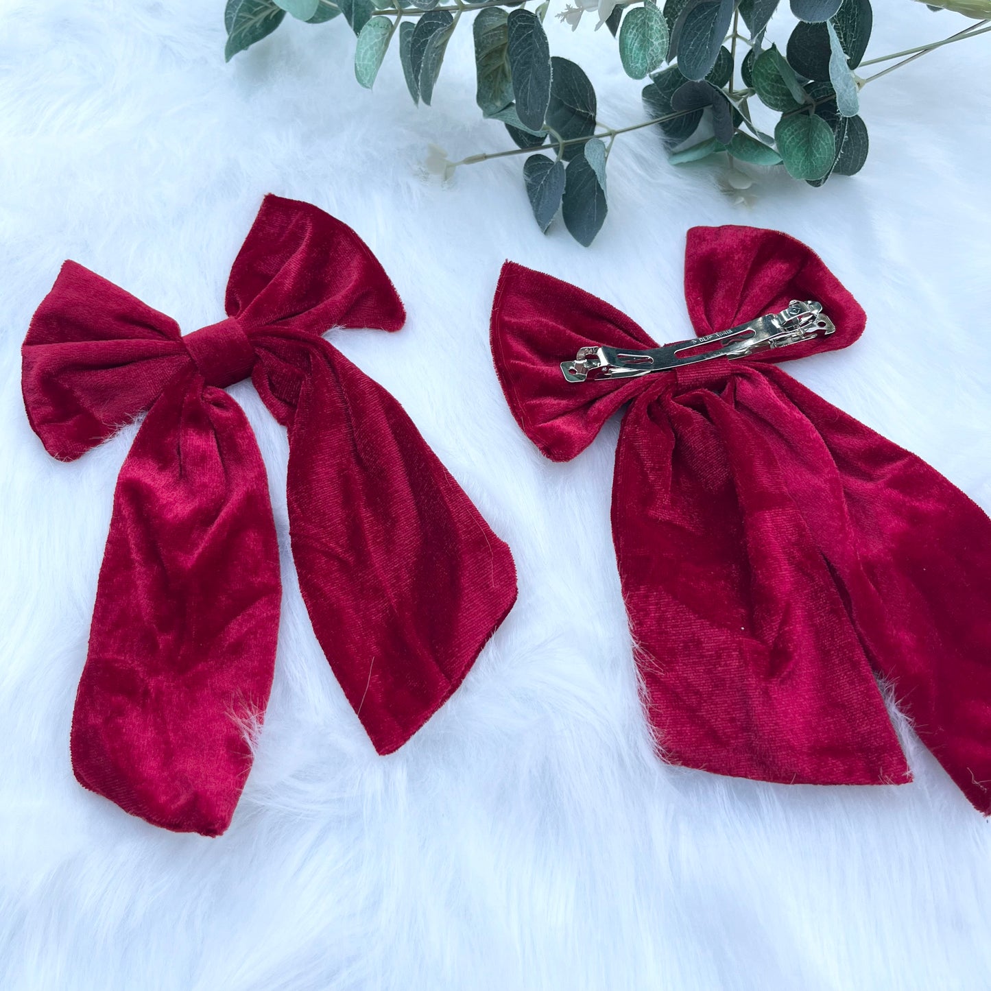 Red Velvet Bow Hair Clip