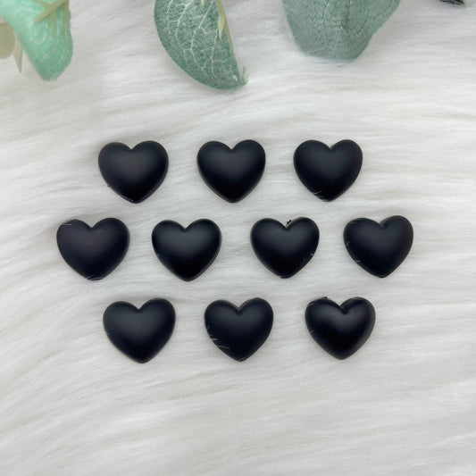 Matte Black Hearts - Pack of 10 Cabochons