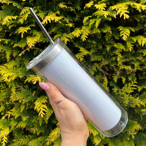 20oz Sublimation Stainless Steel Story Board Snowglobe Tumbler - White