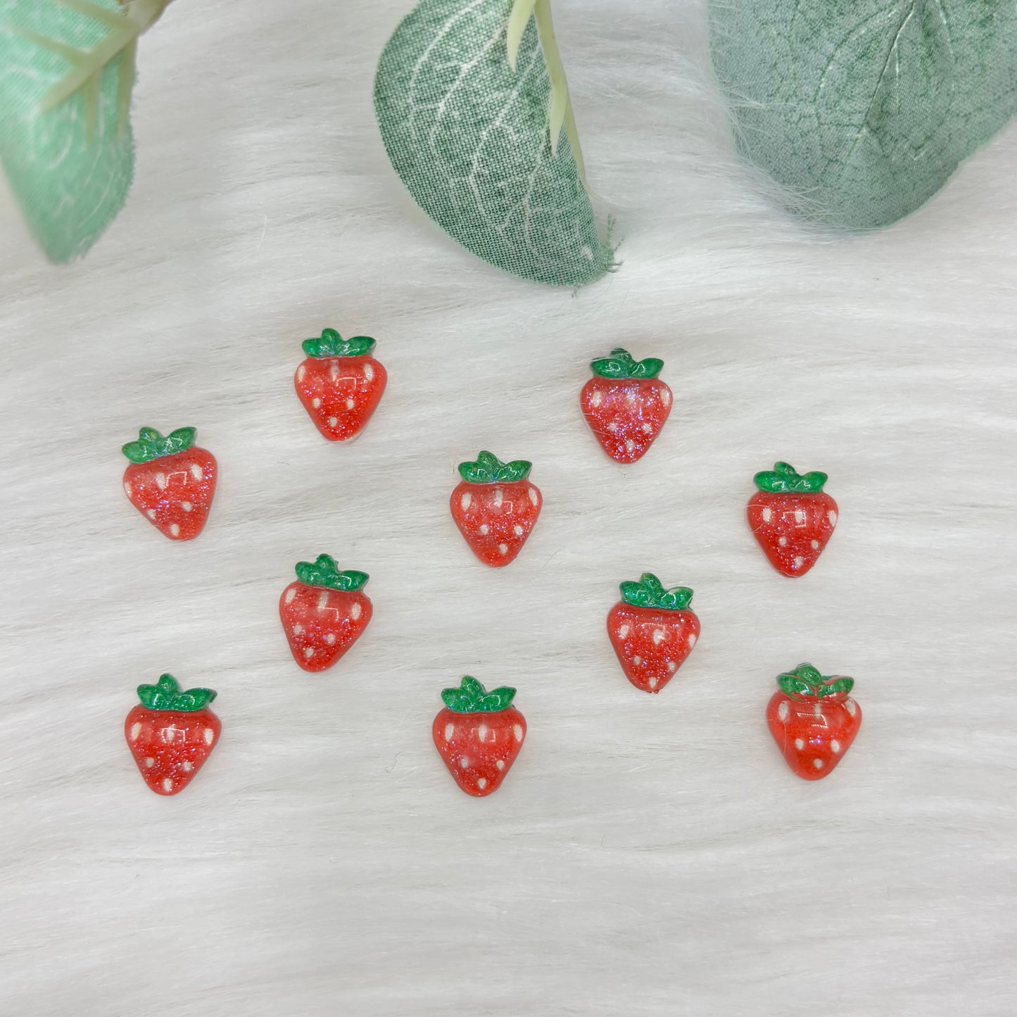 Mini Strawberries - Pack of 10 Cabochons