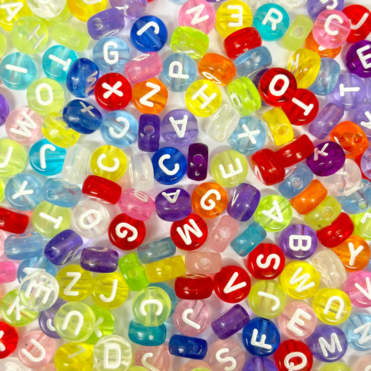 Rainbow Alphabet Letter Beads - 1oz Bag (approx 200 beads)