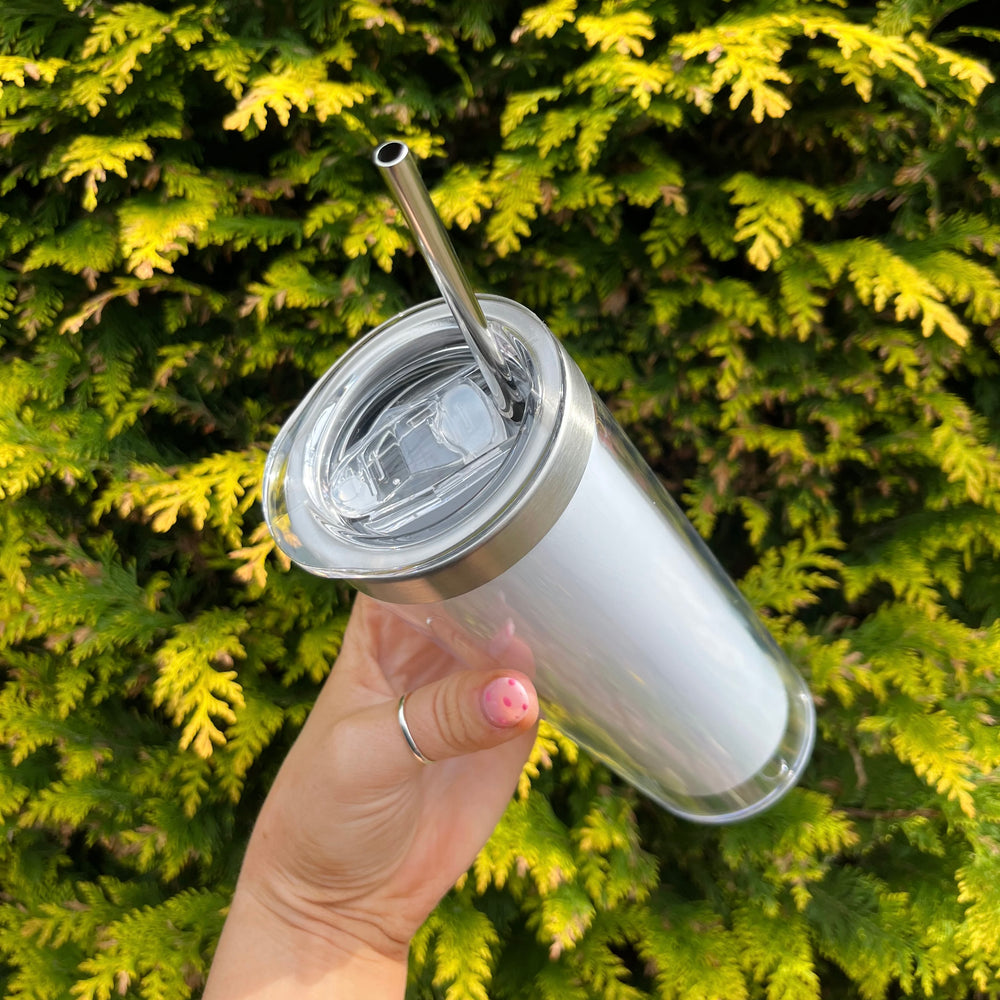 20oz Sublimation Stainless Steel Story Board Snowglobe Tumbler - White